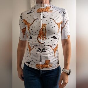 Freestyle Cycling Leopard Print Cycling Jersey Mens Large